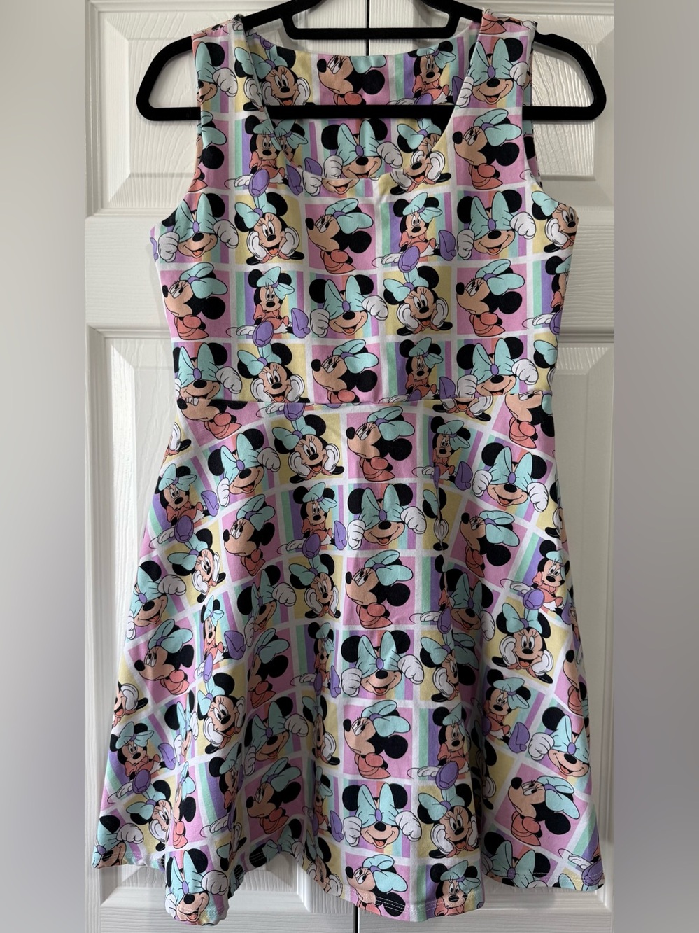 Disney Minnie Mouse Pastel Skater Dress Sleeveless Stretch Fit & Flare